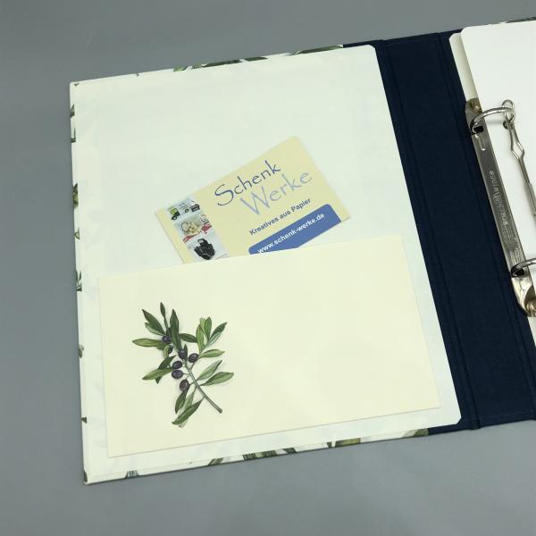 Ordner Ringbuch A5 blau floral Steckfach